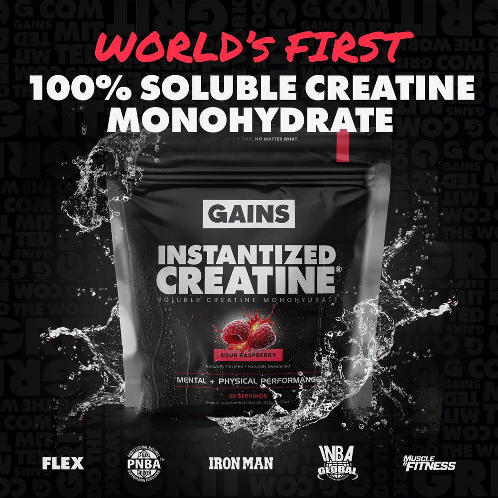 Gains in Bulk Instantized Creatine dissolves completely for clean shakes