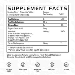 GAINS IN BULK Real Vitamin C chewable bottle with 60 tablets for convenient routine