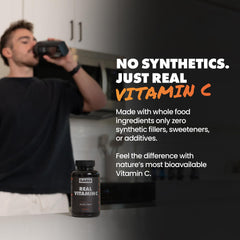 GAINS IN BULK Real Vitamin C chewable tablets closeup showing plant-based origin