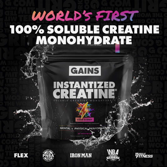 GAINS IN BULK zero bloater formula container illustrating rapid dissolution for lean results.