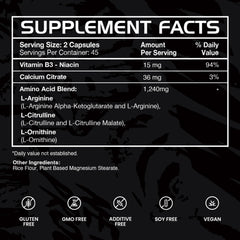 GAINS IN BULK Argi-Pump packaging box showcasing tri-amino blend benefits.