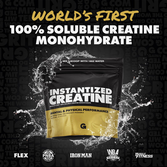 Gains in Bulk Creatine Monohydrate powder with fine, soluble texture