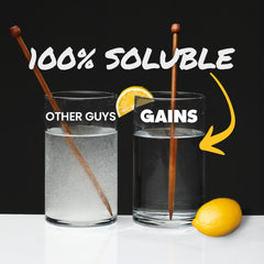 Gains in Bulk Zero-Bloat Formula powder mixes cleanly in water with no bloating