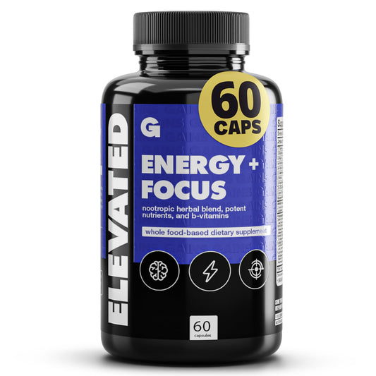 Gains in Bulk Elevated Nootropic bottle front view supports clear focus.