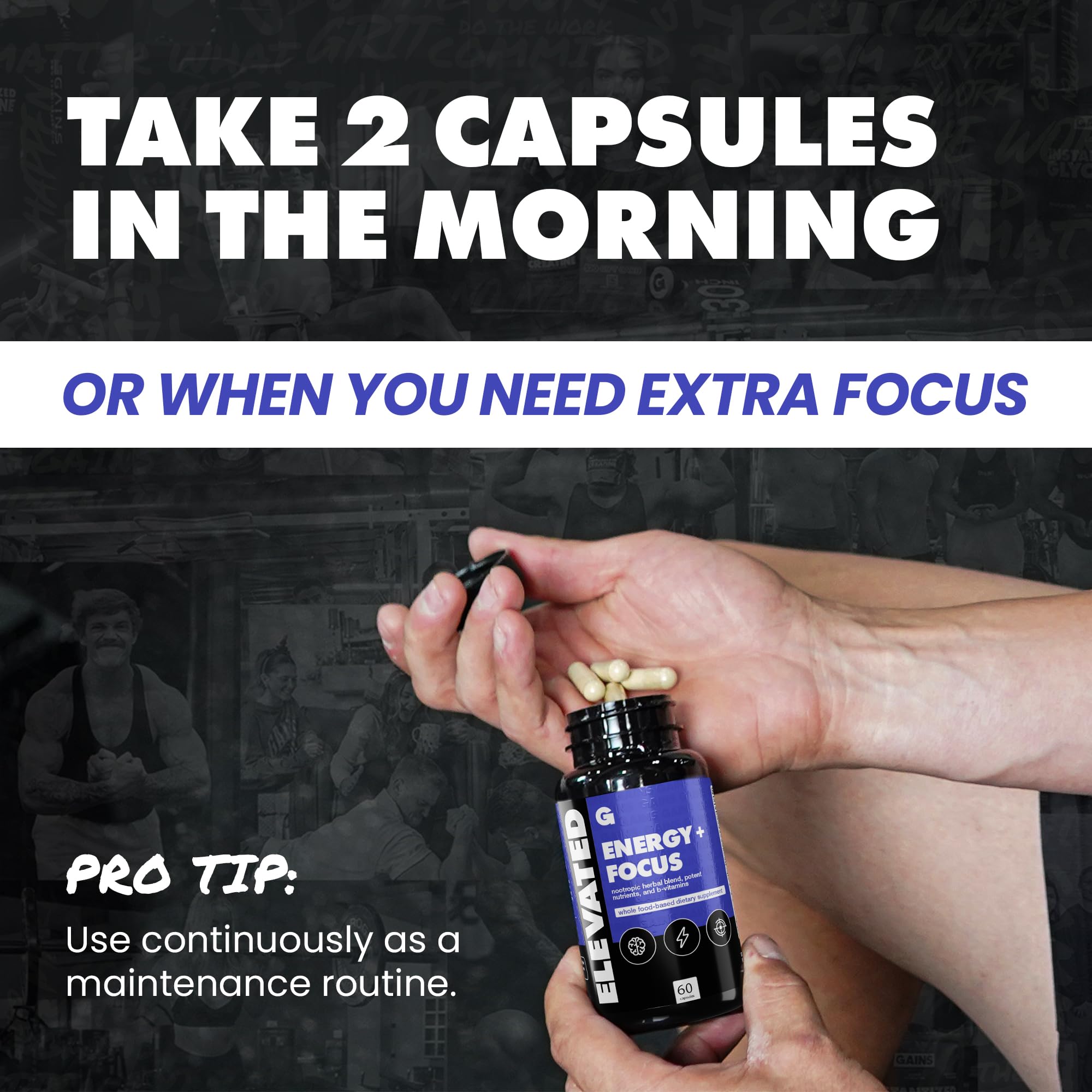 Gains in Bulk Elevated Nootropic ingredients chart communicates quality and third-party testing.