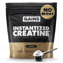 Gains in Bulk Instantized Creatine bottle shown for easy daily supplementation