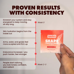 GAINS IN BULK Shape strawberry fizz label close-up shows vibrant flavor.
