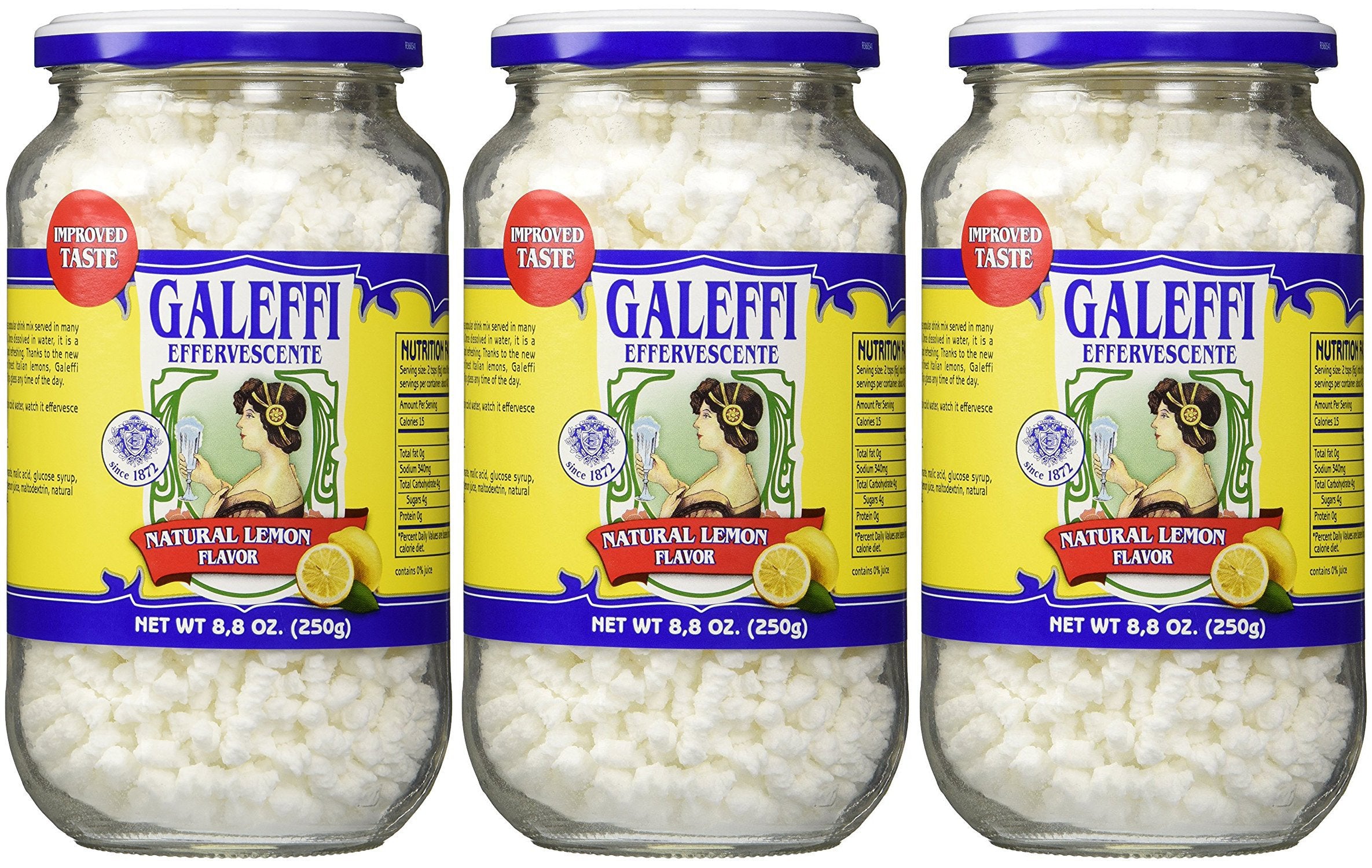Galeffi effervescent lemon powder jar ready to dissolve for a refreshing post-meal drink