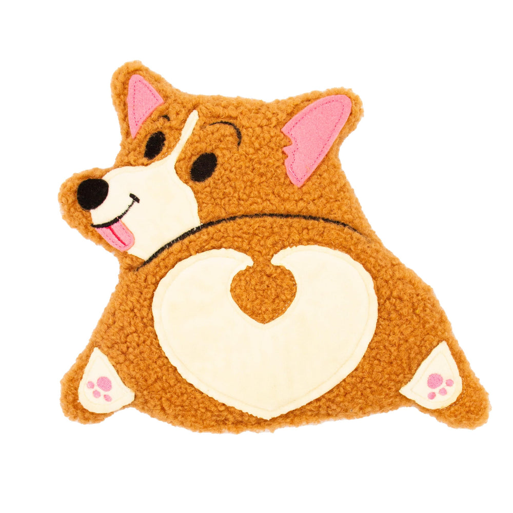 GAMAGO Corgi Butt heating pad in cuddly pose provides soothing warmth.
