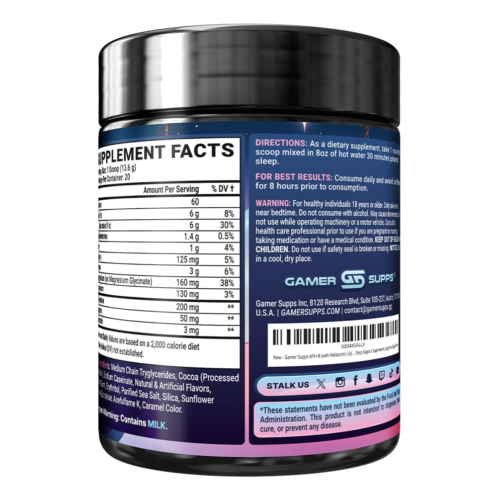Gamer Supps AFK+ keto-friendly, sugar-free formula with under 1 calorie per serving