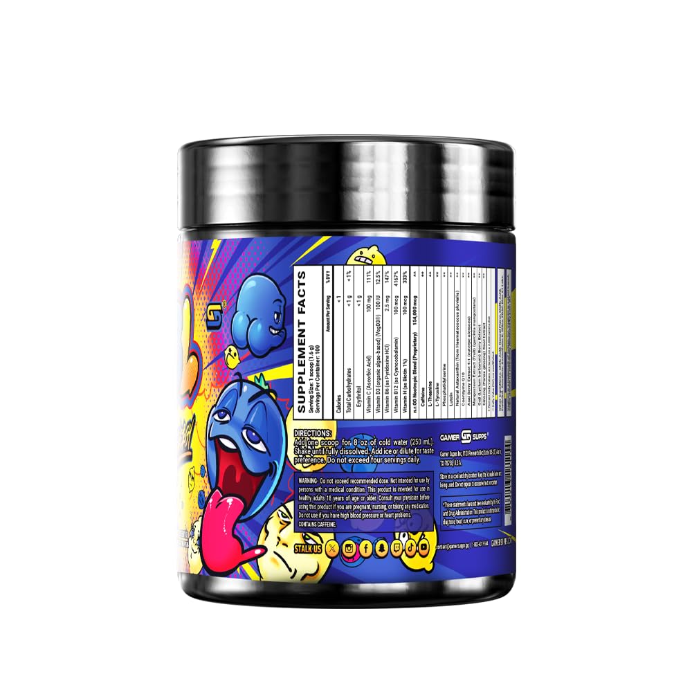 Gamer Supps GG Energy BBL packaging with vitamins and immune support