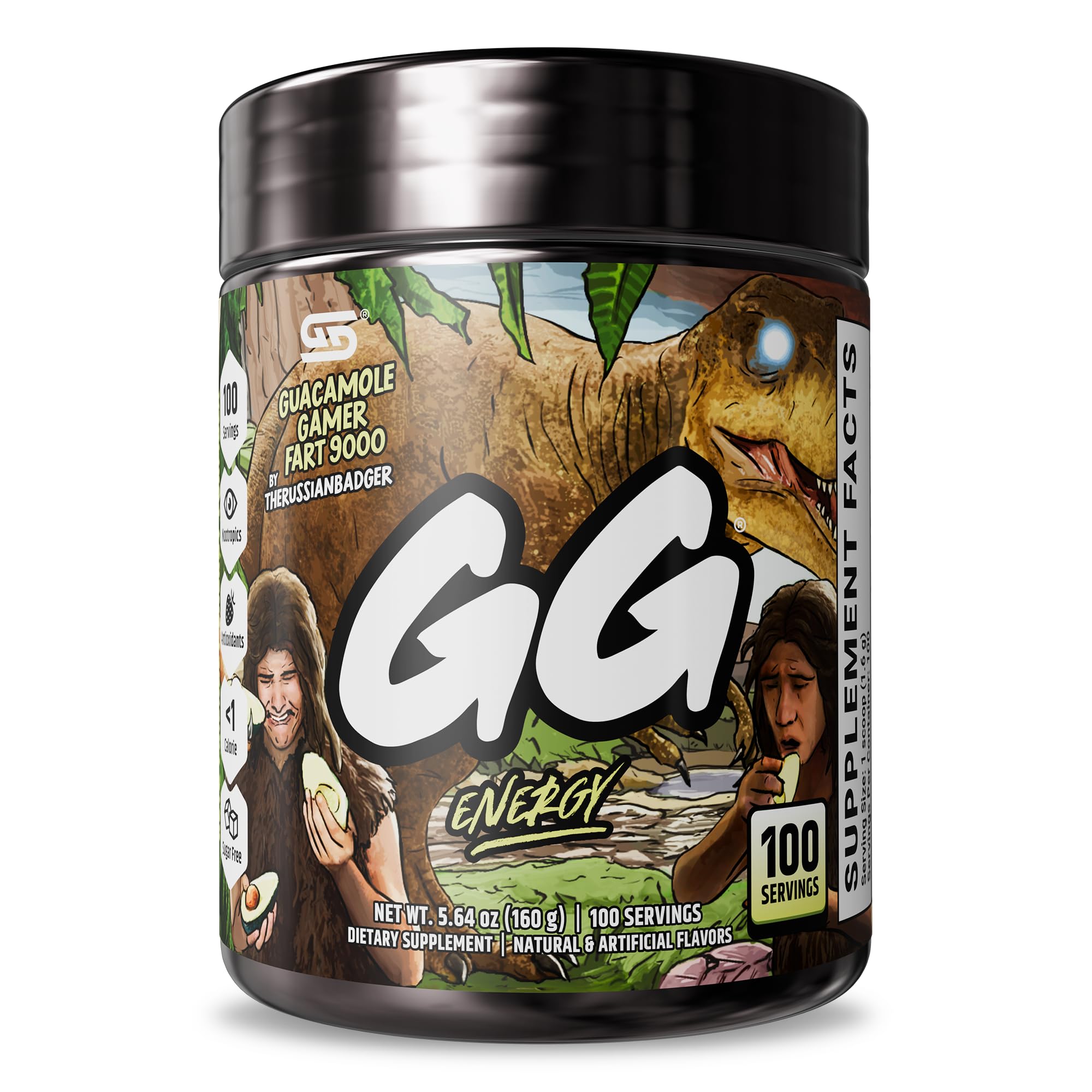 Gamer Supps GG Energy Guacamole Gamer Fart 9000 tub showcasing packaging and keto-friendly energy mix