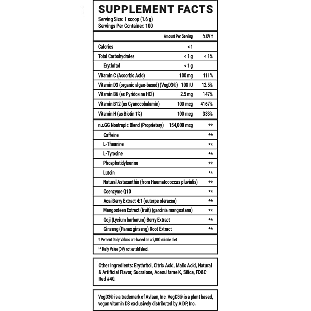 Gamer Supps GG Energy vitamin enriched tub close-up suggests daily immune-support and energy during play.