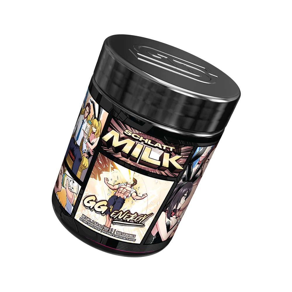 Gamer Supps GG Schlatt Milk tub highlighting 100 servings and keto-friendly label.