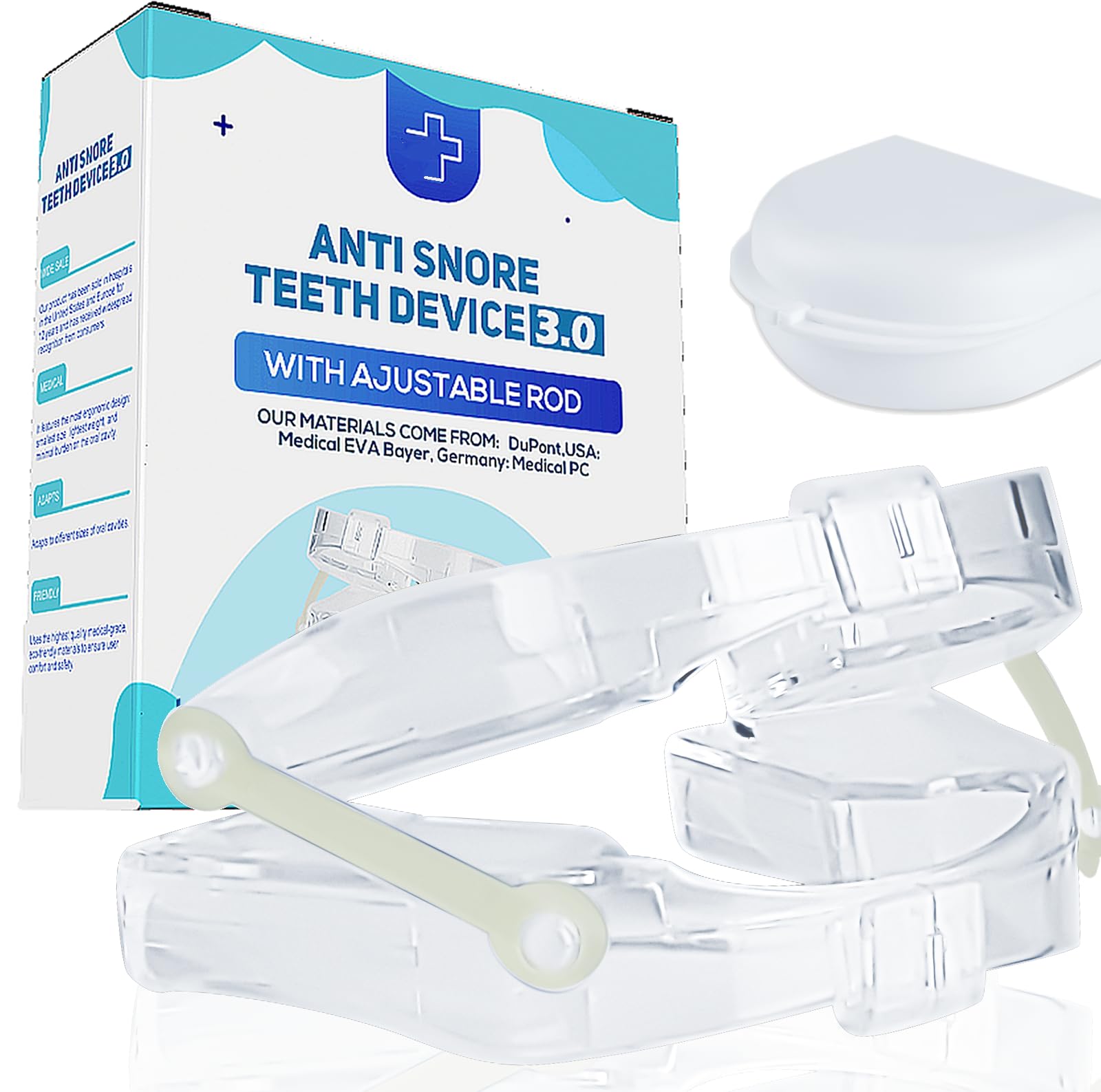 Ganberdey Anti-Snore Mouthguard+ front view, compact night-guard design for comfort.