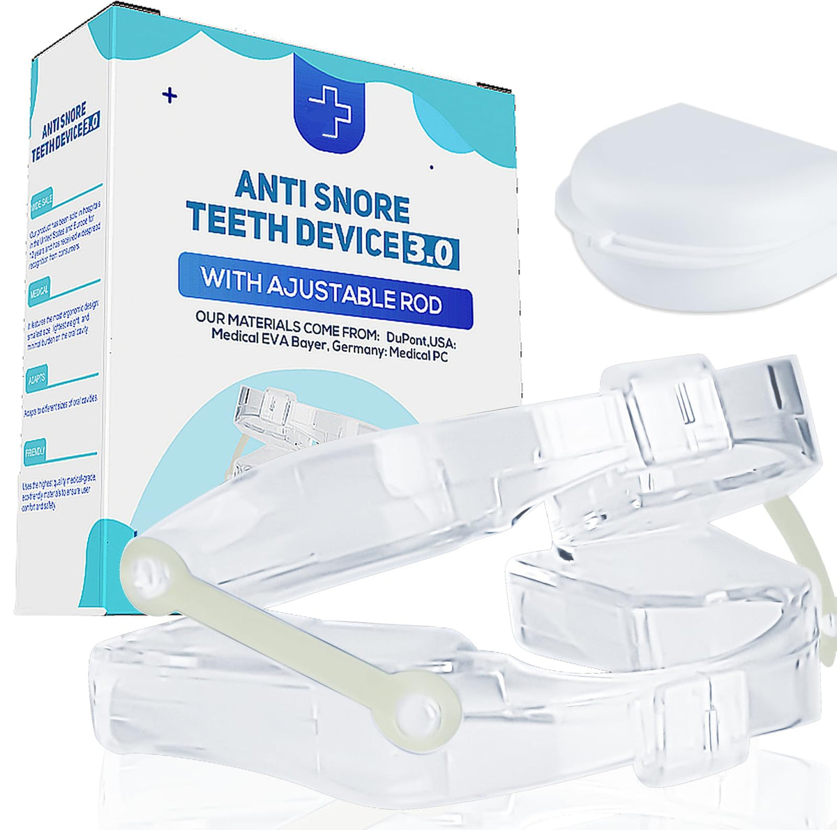 Ganberdey Anti-Snore Mouthguard+ front view, compact night-guard design for comfort.