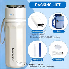 Ganencsnc includes 20000mAh power bank for extended cooling on trips.