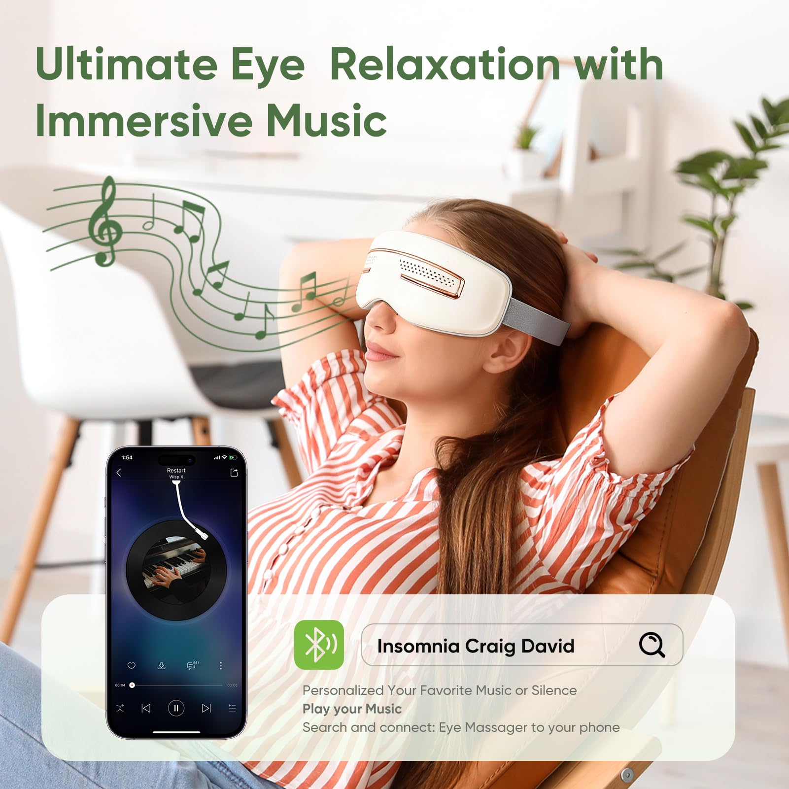 GANOEL Eye Massager with adjustable headband for comfortable fit.
