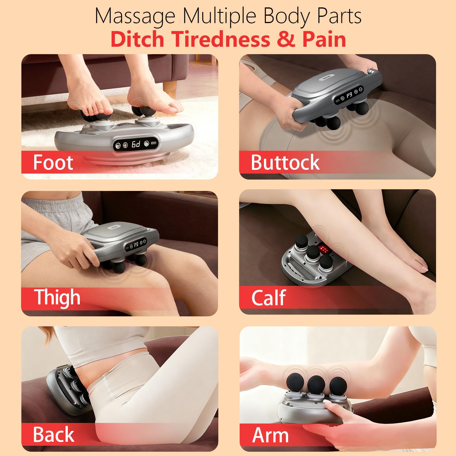 Gaolerbee massager applied to back demonstrates muscle soreness relief.