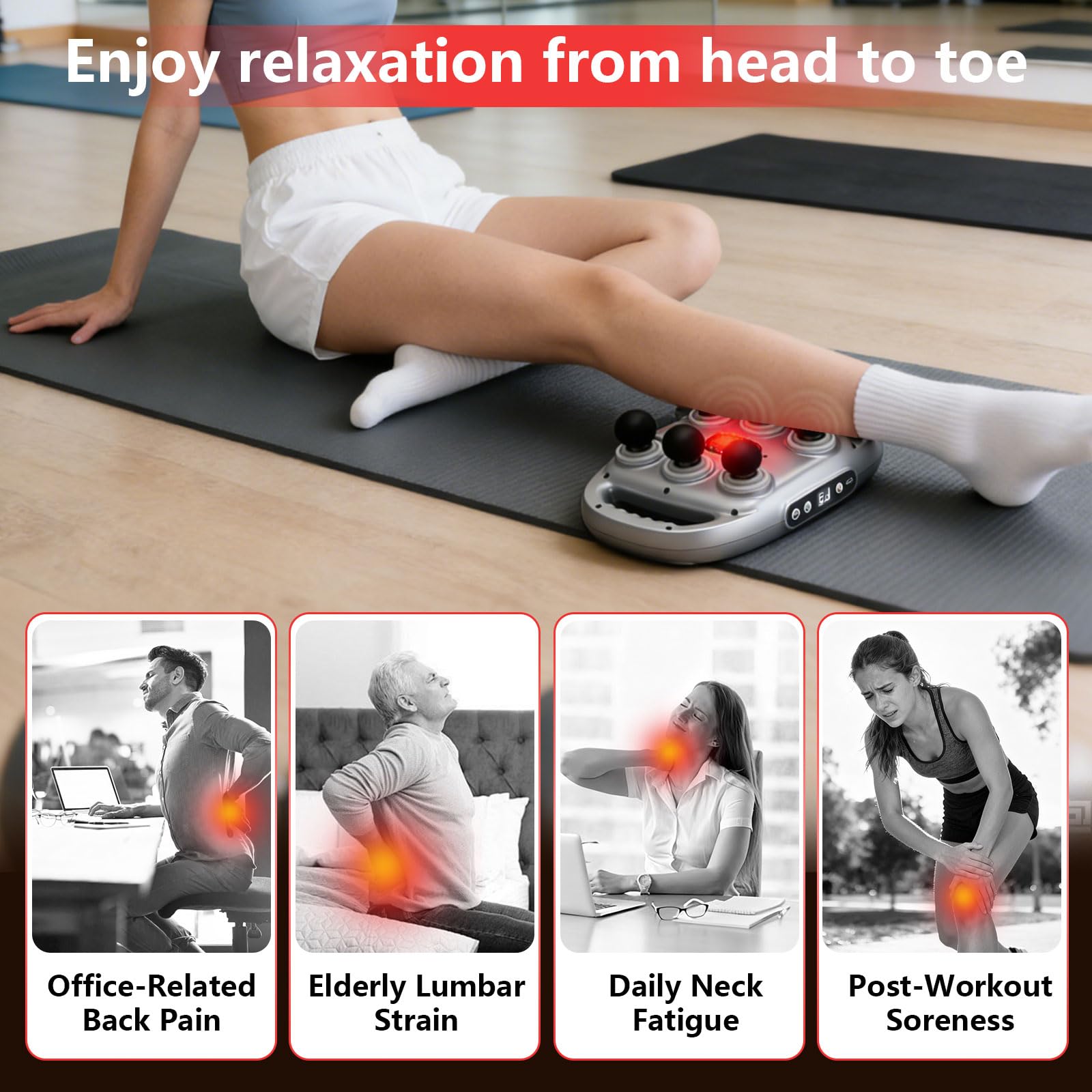 Gaolerbee massage gun in hands-free use for convenient relaxation.