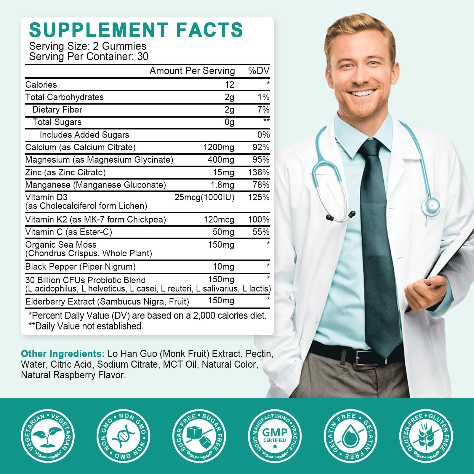 GAOLISHEN calcium citrate gummies raspberry close-up support bone health daily.