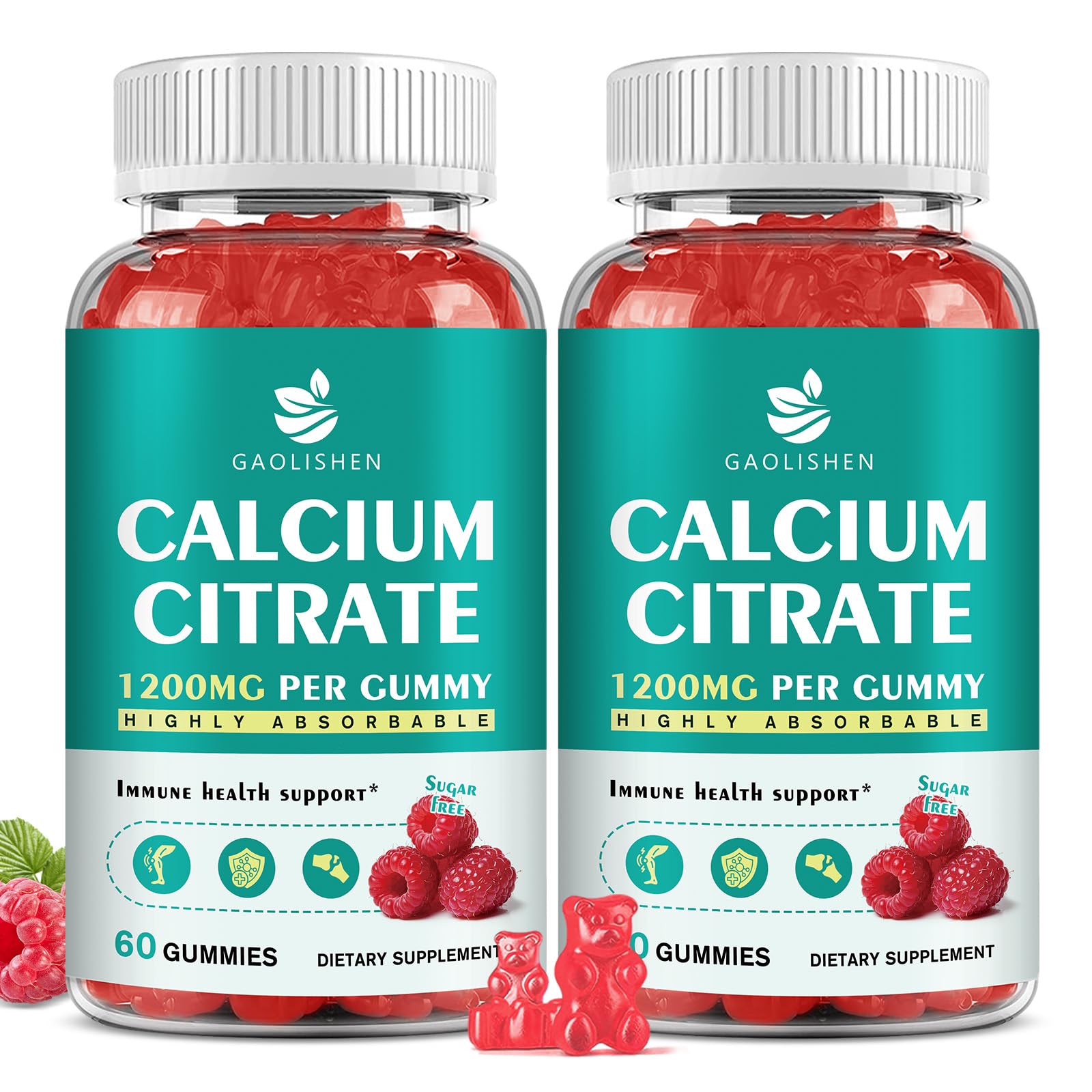 GAOLISHEN sugar-free calcium citrate bottle front view supports daily bone health.