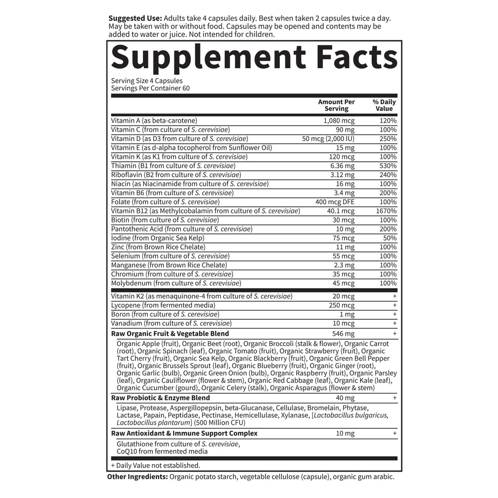 B vitamins for memory and focus in Garden of Life formula