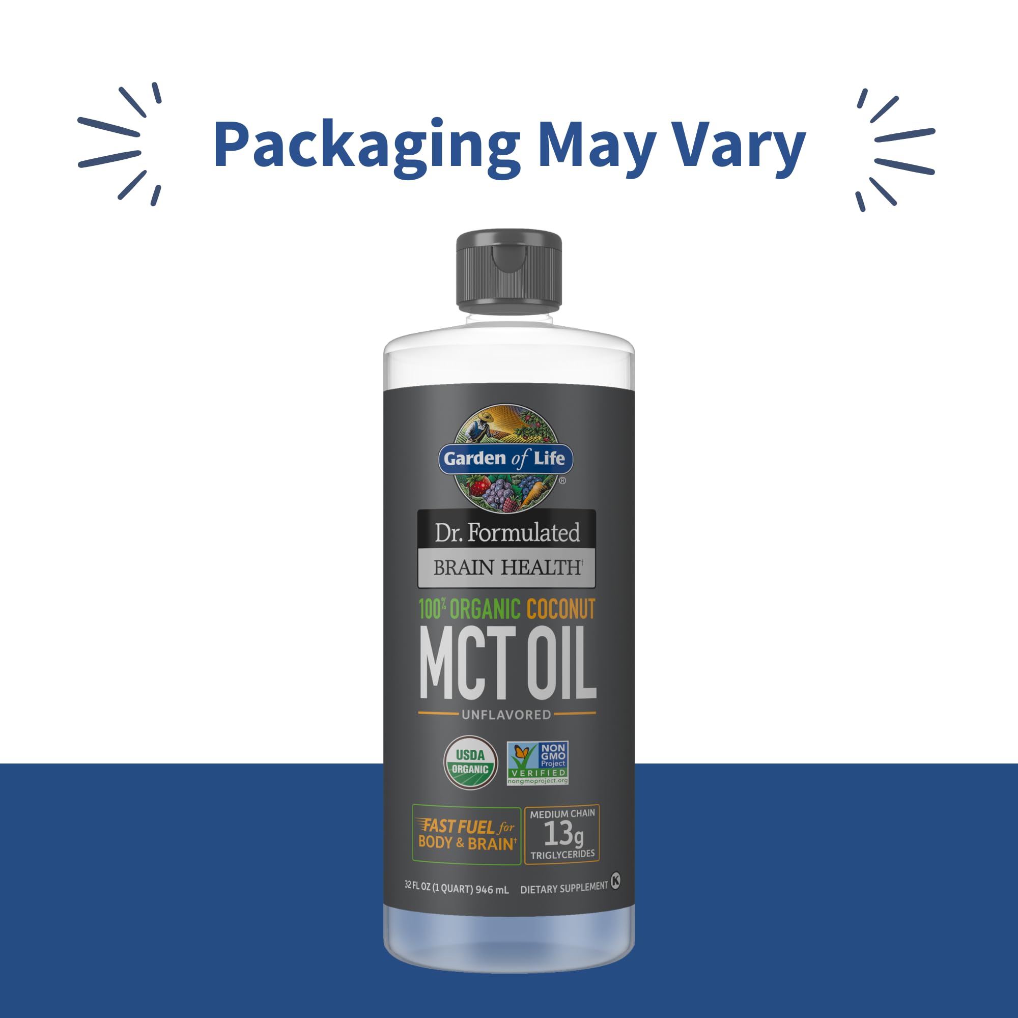Garden of Life MCT oil pour into glass highlights quick energy for workouts