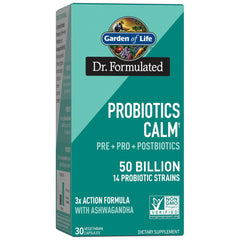 Garden of Life Calm probiotic bottle for daily mood support.