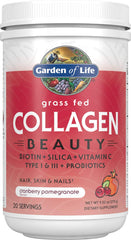 Garden of Life Collagen Beauty bottle featuring cranberry-pomegranate flavor for hair and skin support