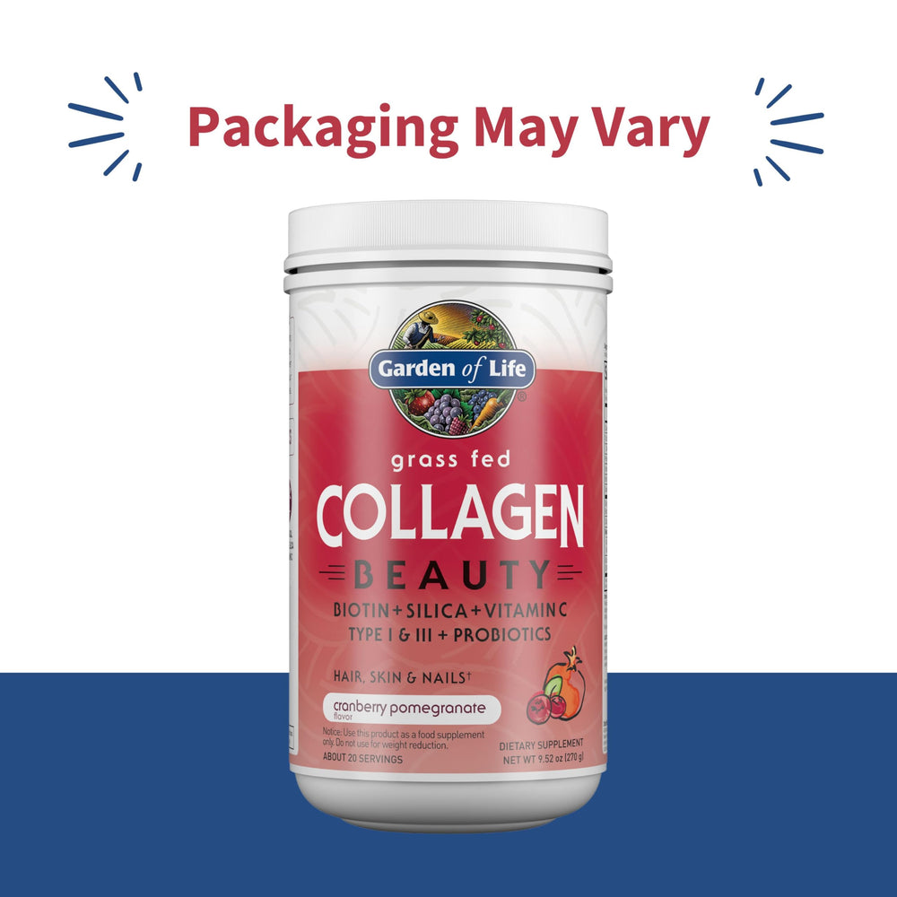 Garden of Life Collagen Beauty powder scoop illustrating easy mixing into beverages