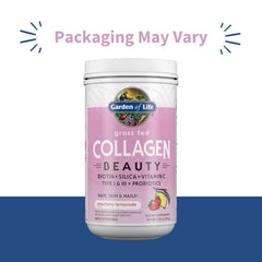 Garden of Life Collagen Beauty serving scoop beside label showing 11g peptides per serving.