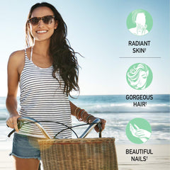 Garden of Life Collagen Greens Apple pour shows smooth mix into water.