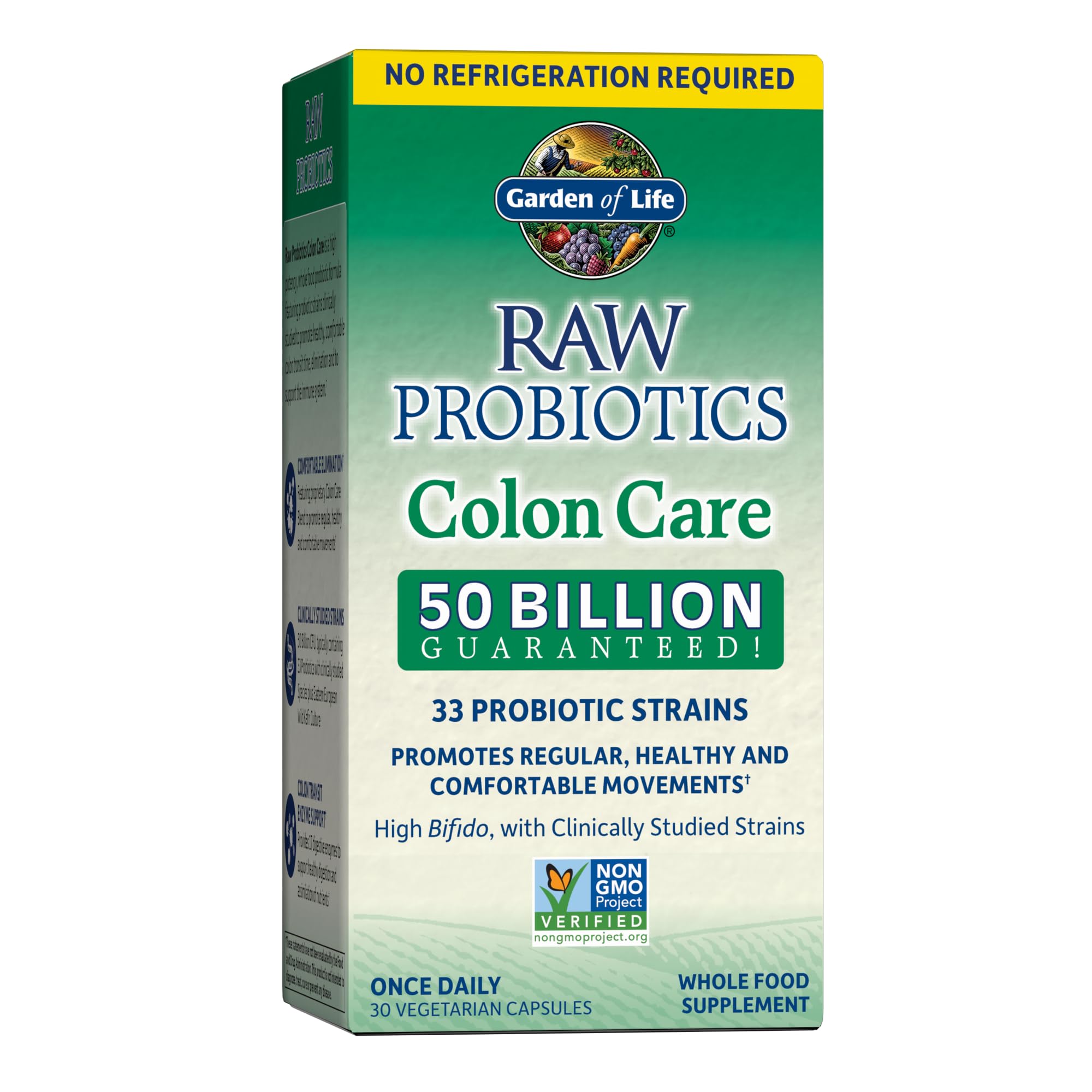 Garden of Life Colon Care bottle front displays 50B CFU for daily gut balance