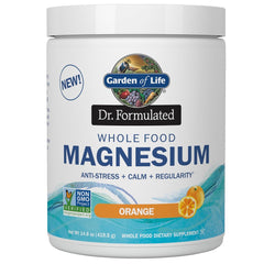 Garden of Life magnesium orange powder tub promotes nighttime relaxation