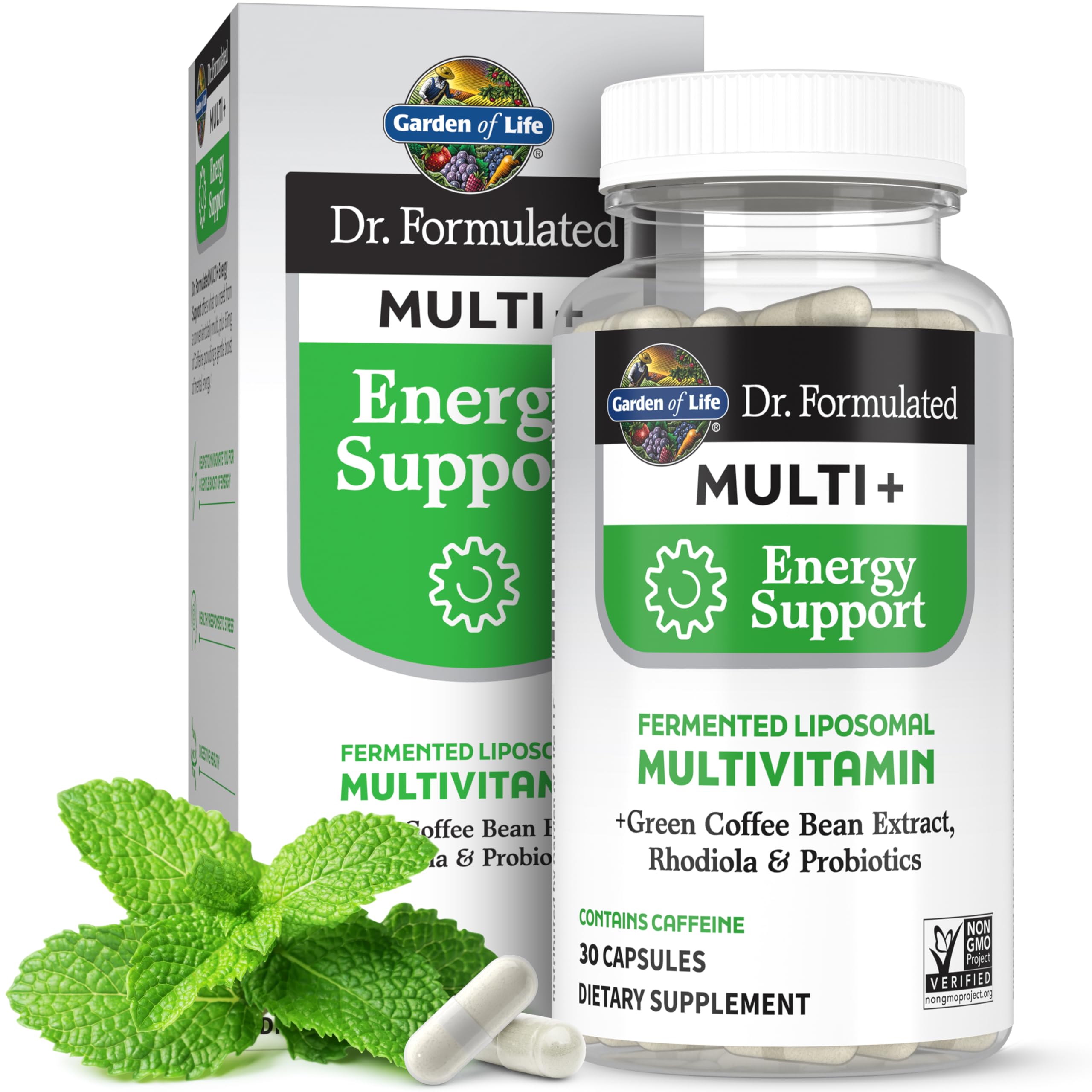 Garden of Life Dr Formulated Multi+ Energy bottle for daily energy support.