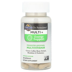 Garden of Life Dr Formulated Multi+ Energy label highlighting liposomal technology.