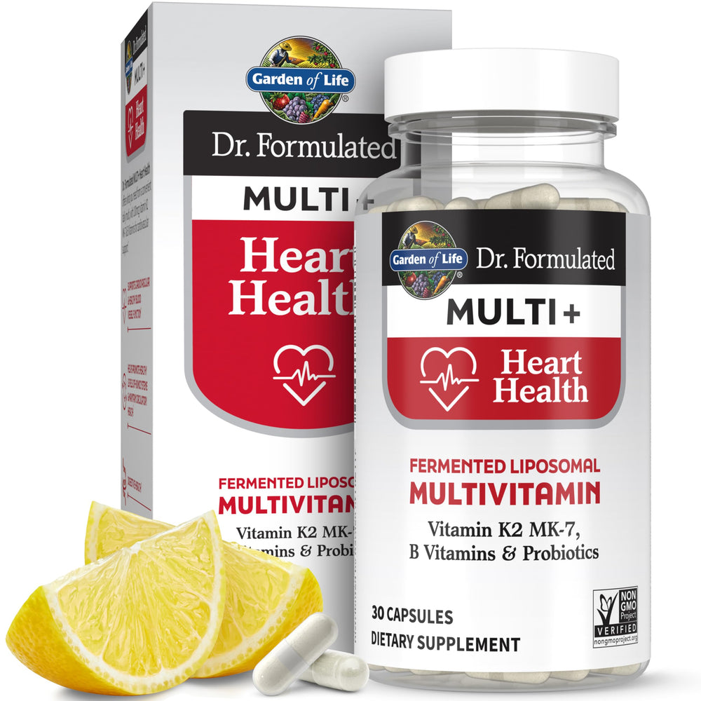 Garden of Life Dr. Formulated Multi+ Heart Health bottle with liposomal delivery for uptake
