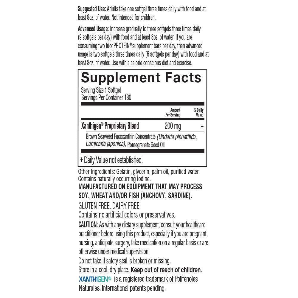 Garden of Life fucoThin packaging highlighting pomegranate oil content.