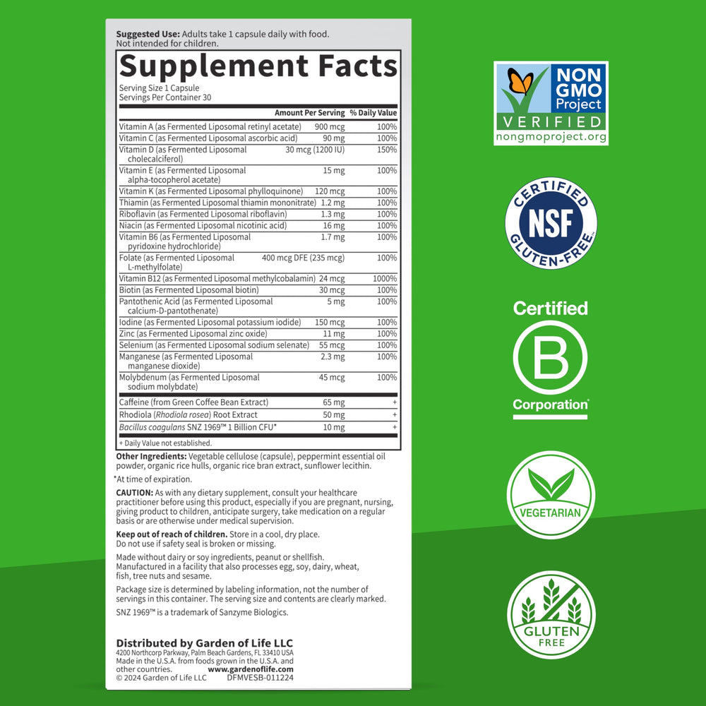 Garden of Life Green Coffee Bean extract showing caffeine-based energy lift.