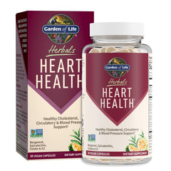 Garden of Life Herbals Heart Health bottle for daily citrus-flavored heart support.