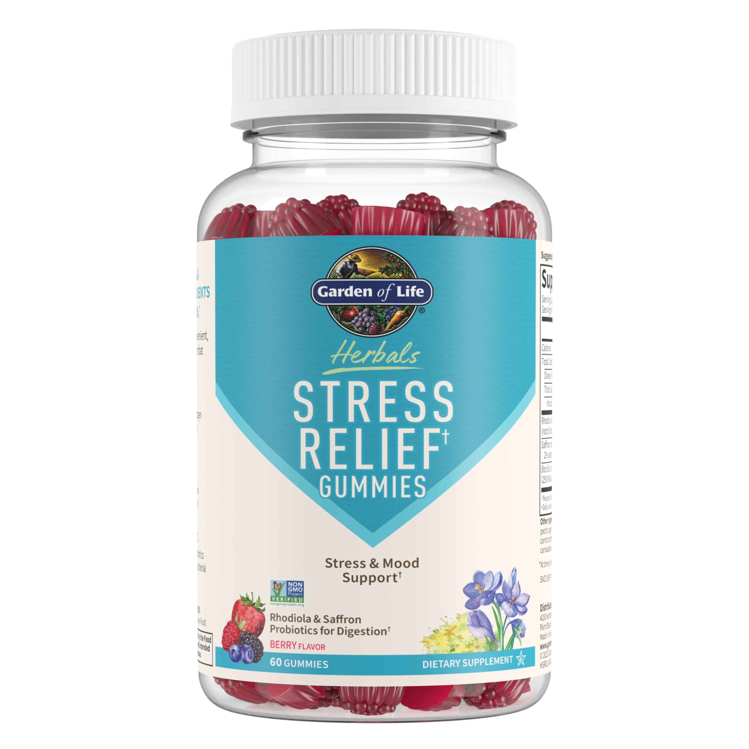 Garden of Life Herbals Stress Relief Gummies rhodiola bottle with mood-support blend