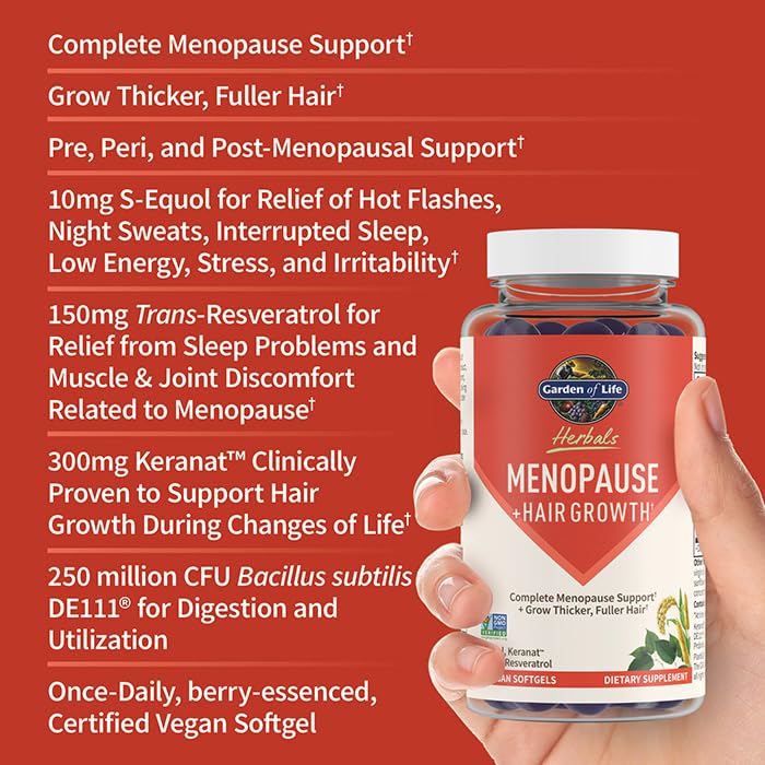 Garden of Life ingredients display with S-equol and Trans-Resveratrol for menopause support