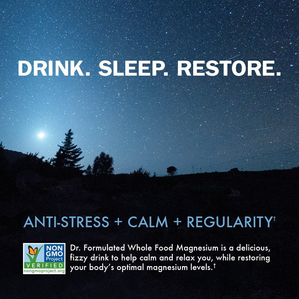 Garden of Life magnesium fizz in glass for calm nights