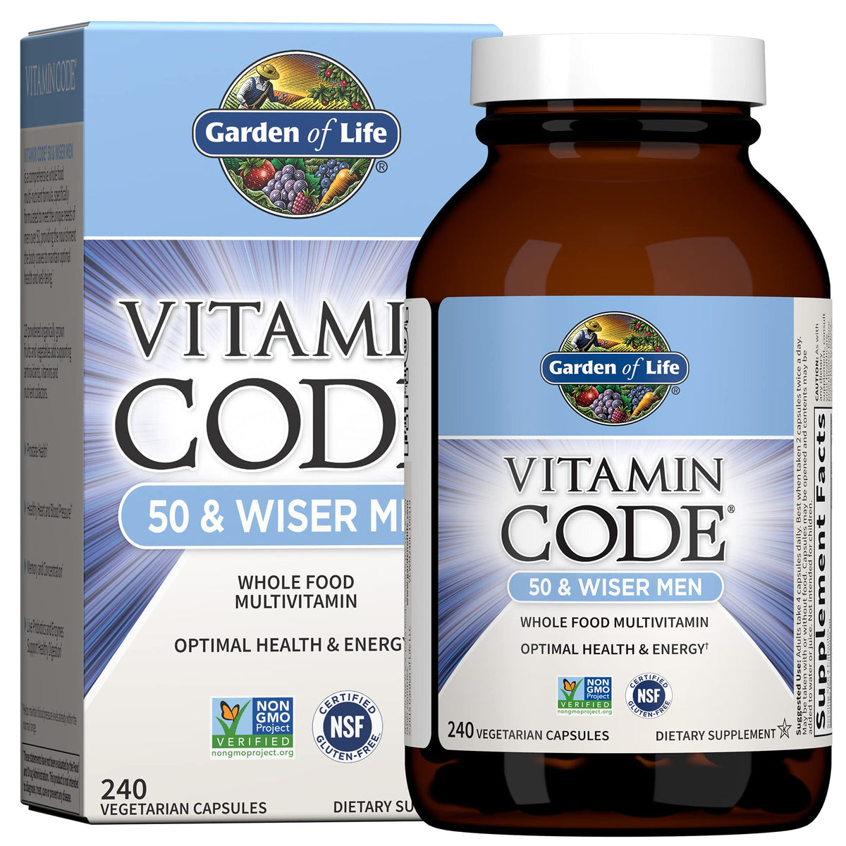 Garden of Life Vitamin Code 50 & Wiser bottle for mature men
