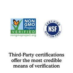Garden of Life non-GMO gluten-free label confirms clean ingredients.
