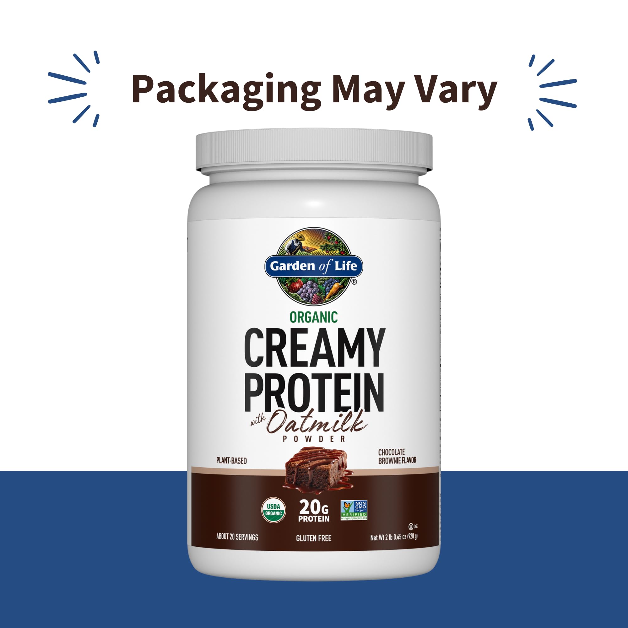 Garden of Life organic protein ingredients label highlighting sprouted grains for clean nutrition.