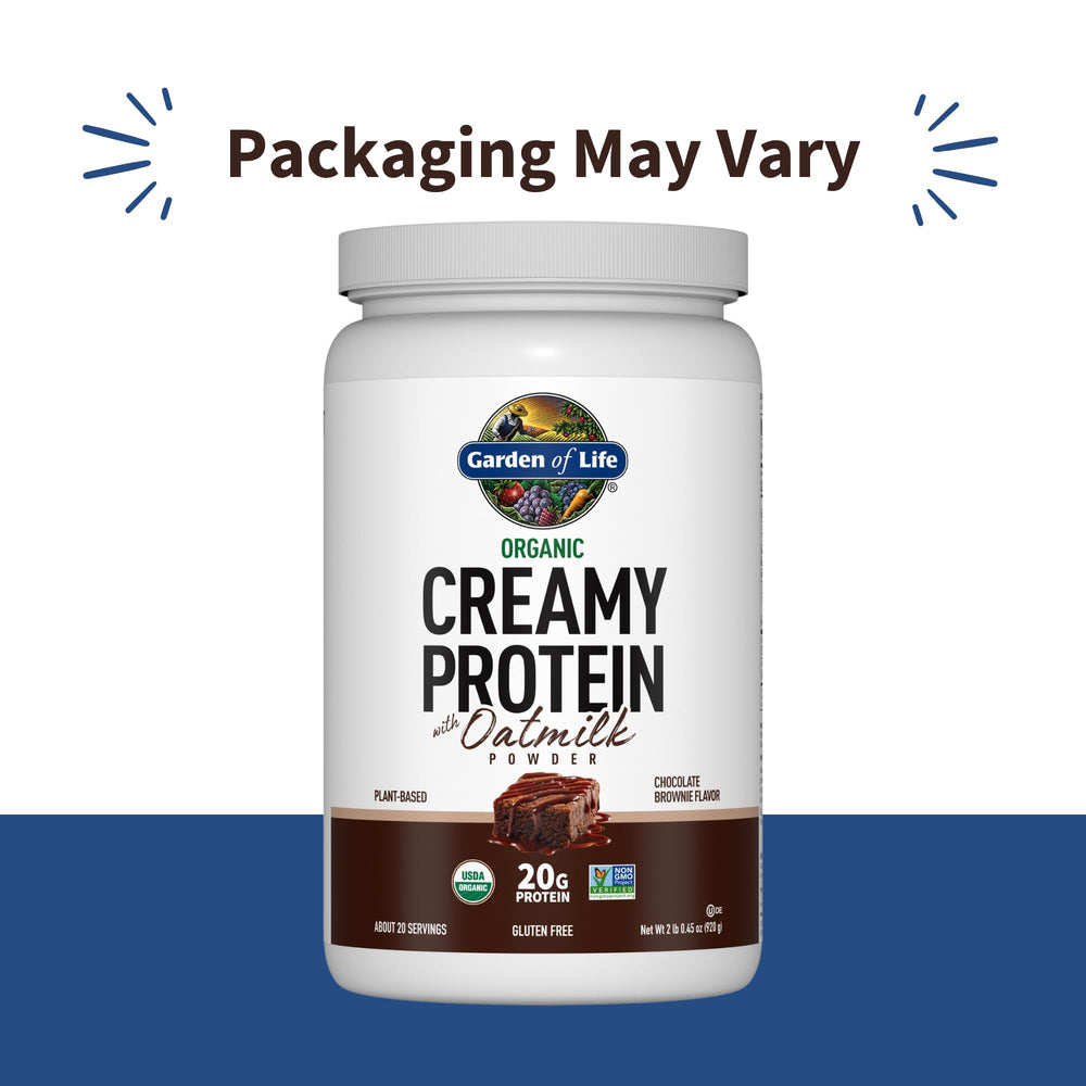 Garden of Life organic protein ingredients label highlighting sprouted grains for clean nutrition.