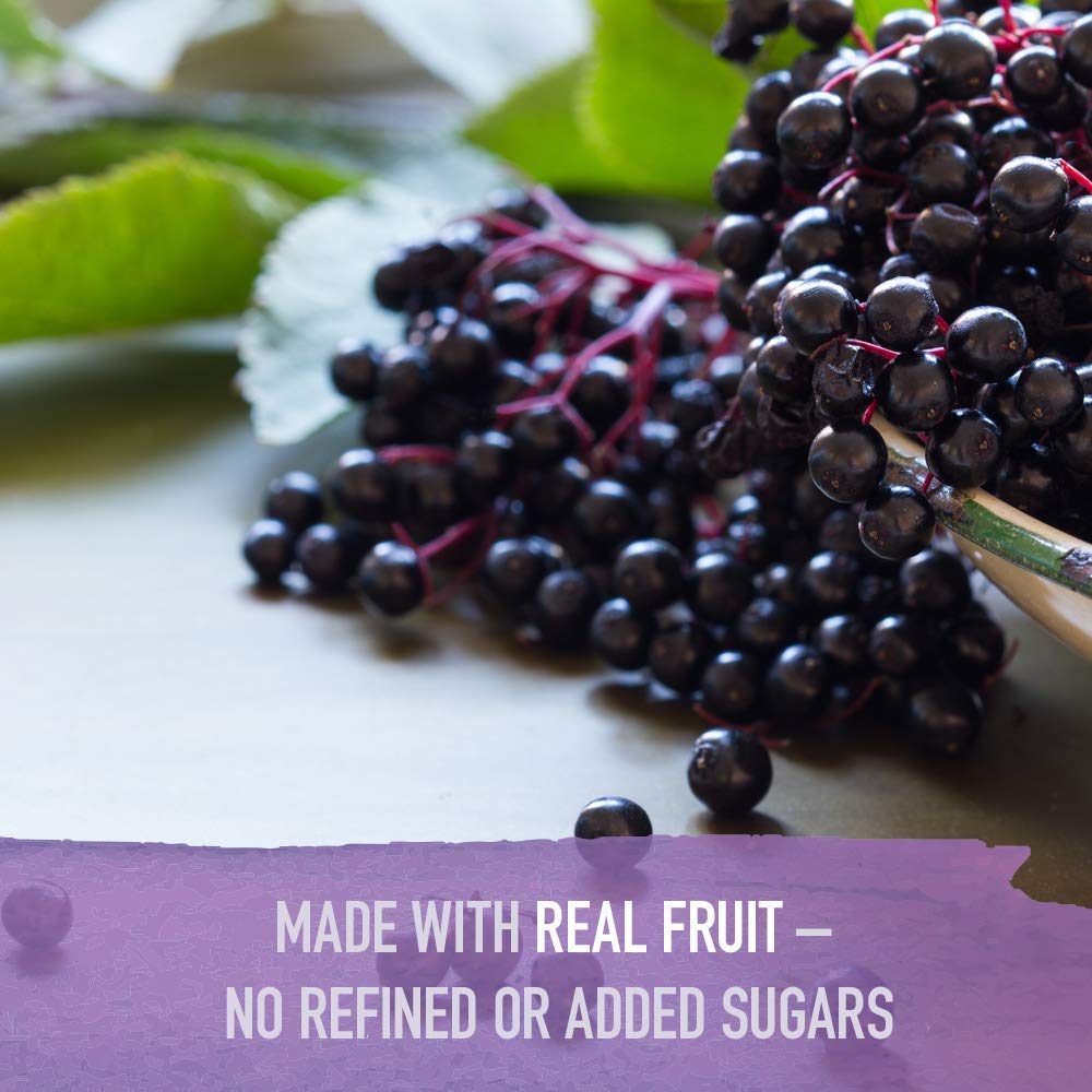 Garden of Life Organics Elderberry Gummies elderberry fruit close-up highlighting natural flavor.