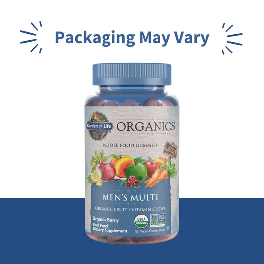 Close-up of Garden of Life Organics Men’s Multi Gummies berry texture and natural color